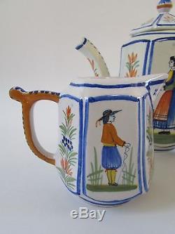 VTG Henriot Quimper France Tea/Coffee Pot Set of 3