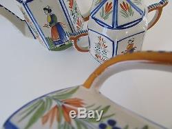 VTG Henriot Quimper France Tea/Coffee Pot Set of 3