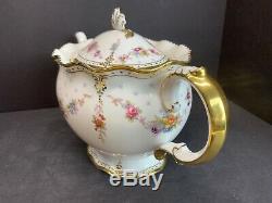 VTG Large Royal Crown Derby ROYAL ANTOINETTE Bone China Teapot Cream & Sugar Set