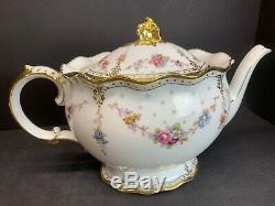 VTG Large Royal Crown Derby ROYAL ANTOINETTE Bone China Teapot Cream & Sugar Set