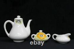 VTG MANCIOLI 3PC TEAPOT SET CREAMER & SUGAR BOWL MCM Orange Yellow Poppy Flower