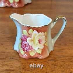 VTG Nippon Hand Painted Floral Tea Pot Creamer Sugar Set EUC