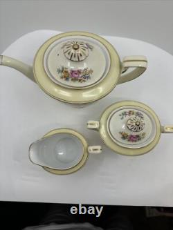 VTG Noritake Teapot, Lid Floral Rim, Gold Filigree & Trim Creamer &Sugar Japan
