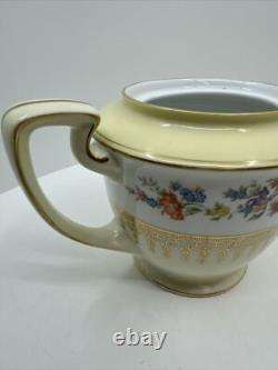 VTG Noritake Teapot, Lid Floral Rim, Gold Filigree & Trim Creamer &Sugar Japan