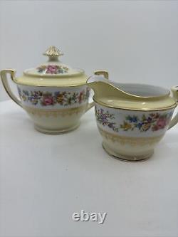 VTG Noritake Teapot, Lid Floral Rim, Gold Filigree & Trim Creamer &Sugar Japan