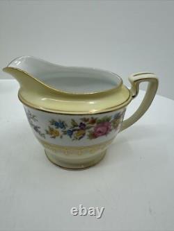 VTG Noritake Teapot, Lid Floral Rim, Gold Filigree & Trim Creamer &Sugar Japan