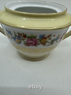 VTG Noritake Teapot, Lid Floral Rim, Gold Filigree & Trim Creamer &Sugar Japan