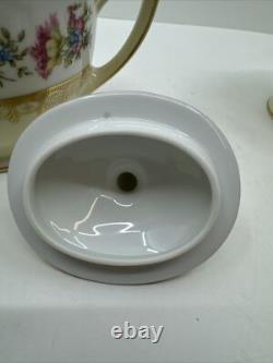 VTG Noritake Teapot, Lid Floral Rim, Gold Filigree & Trim Creamer &Sugar Japan
