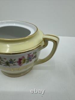 VTG Noritake Teapot, Lid Floral Rim, Gold Filigree & Trim Creamer &Sugar Japan