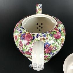 VTG Royal Winton Summertime Chintz Teapot Tea Set Teacups Saucers Cream Pink