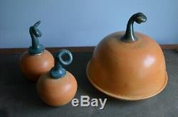 VTG Signed Studio Pottery 16 Pumpkin Set Soup Toureen Bowls Tea Pot Ladle S+P