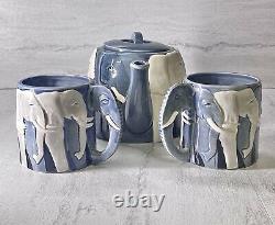 VTG TEA SET 3D Ceramic Elephant Teapot & Teacups/Mugs. Tom Taylor Otagari Japan