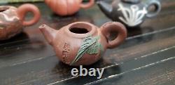 VTG Yixing Teapots Miniature Tea Set of 8 Chinese Clay Pottery with Case