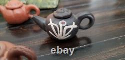 VTG Yixing Teapots Miniature Tea Set of 8 Chinese Clay Pottery with Case