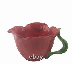 Vacher Ambiance Collection Fleur Rouge Red Poppy Teapot Sugar Dish Creamer Set