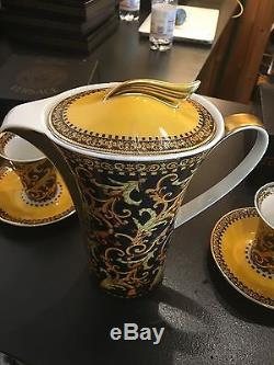 Versace barocco Coffee Pot With Cups And Saucers