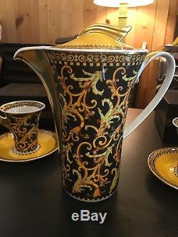 Versace barocco Coffee Pot With Cups And Saucers