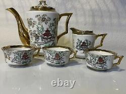 Very Rare Bavienthal Germany Gold Porcelain Tea Set 3 Cups 1 Tea Pot 1 creamer