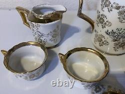 Very Rare Bavienthal Germany Gold Porcelain Tea Set 3 Cups 1 Tea Pot 1 creamer