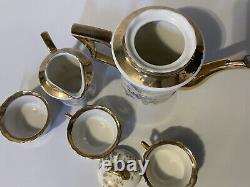 Very Rare Bavienthal Germany Gold Porcelain Tea Set 3 Cups 1 Tea Pot 1 creamer