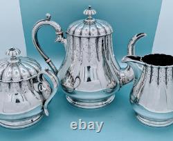 Victorian Aesthetic Silver Plate 3 Pc Tea Set Coffee Pot Sugar Cream Pitcher