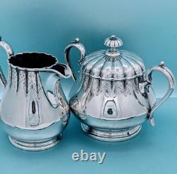 Victorian Aesthetic Silver Plate 3 Pc Tea Set Coffee Pot Sugar Cream Pitcher