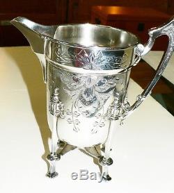 Victorian Rogers AESTHETIC Silverplate Teapot Sugar Creamer Waste Set TEATS