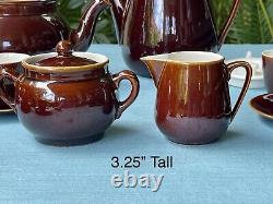 Villeroy Boch Brown Pottery Teapot Coffee Tea Set Demitasse Cups Creamer Sugar