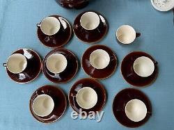 Villeroy Boch Brown Pottery Teapot Coffee Tea Set Demitasse Cups Creamer Sugar