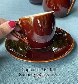Villeroy Boch Brown Pottery Teapot Coffee Tea Set Demitasse Cups Creamer Sugar
