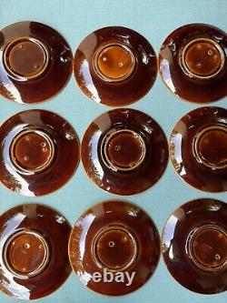 Villeroy Boch Brown Pottery Teapot Coffee Tea Set Demitasse Cups Creamer Sugar