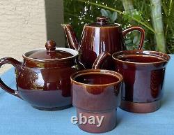 Villeroy Boch Brown Pottery Teapot Coffee Tea Set Demitasse Cups Creamer Sugar