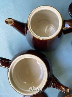 Villeroy Boch Brown Pottery Teapot Coffee Tea Set Demitasse Cups Creamer Sugar
