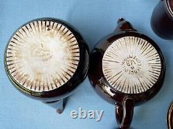 Villeroy Boch Brown Pottery Teapot Coffee Tea Set Demitasse Cups Creamer Sugar