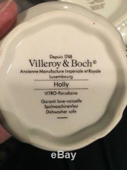 Villeroy & Boch Christmas Holly Tea set Teapot, Creamer, Covered Sugar Bowl