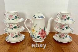 Villeroy & Boch Flora Bella Tea Set with Coffee/Tea Pot & 6 Cups/Saucers EUC