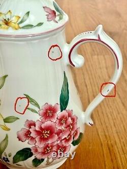 Villeroy & Boch Flora Bella Tea Set with Coffee/Tea Pot & 6 Cups/Saucers EUC