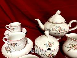 Villeroy & Boch Rosette Tea Set Cups & Saucers Teapot Creamer & Sugar England