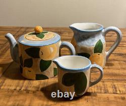 Villeroy and Boch tea set with pot withlid, creamer, and jar/pitcher. Mint