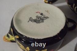 Vintage 1930's Royal Winton Grimwades Pekin Black Mini Teapot Stacking 3 Pc Set