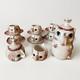 Vintage 1950's Ceramic Elephant Tea Pot, Cups, Saucers, Creamer, Sugar Set. Euc