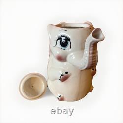 Vintage 1950's Ceramic ELEPHANT Tea Pot, Cups, Saucers, Creamer, Sugar Set. EUC