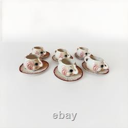 Vintage 1950's Ceramic ELEPHANT Tea Pot, Cups, Saucers, Creamer, Sugar Set. EUC
