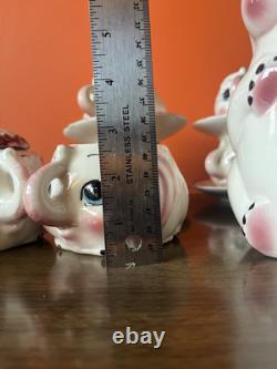 Vintage 1950's Ceramic ELEPHANT Tea Pot, Cups, Saucers, Creamer, Sugar Set. EUC