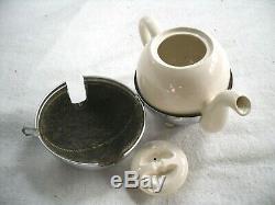 Vintage 1950s Unused Ceramic PEARL COSYPOT Teapot Set with Stainless, Heat Cover