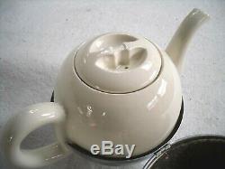 Vintage 1950s Unused Ceramic PEARL COSYPOT Teapot Set with Stainless, Heat Cover