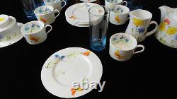 Vintage 1970s Mikasa Uptown & Mariposa Set -Tea Pot, Cups, Plates, Glasses for 6