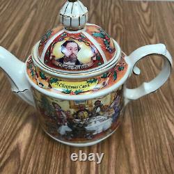 Vintage 1995 Sadler Charles Dickens A Christmas Carol Teapot/Lid with 4 Mugs