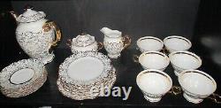 Vintage 23 Piece set Haus Dresden 24K gold leaf & trim china set tea pot cups