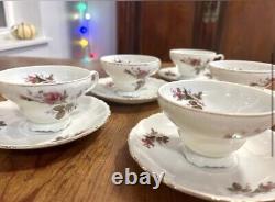 Vintage 50s Old MOSS ROSE Demitasse Porcelain Teapot Set 18 Pc Royal Sealy JAPAN